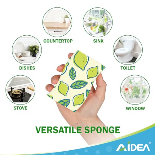 Image of AIDEA Sponges Kitchen, Non-Scratch Scrub Sponge-24Count, Sponges for Non-Stick Cookware, Cellulose Sponge for Dishes, Cleans Fast Without Scratching, Cleaning Power for Kitchen, Bathroom, Household
