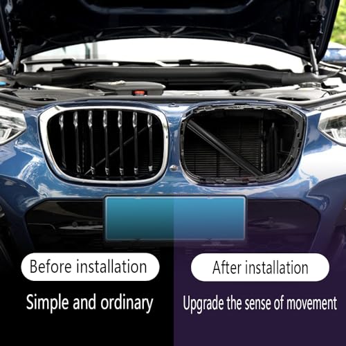 Image of V Brace Grille Inserts Stripes Trim fit for BMW V Brace Grill Stripes Front Grill Insert Trims Compatible with BMW E60 F52 V Brace Stripes Cover V Brace Wrap Covers -Black
