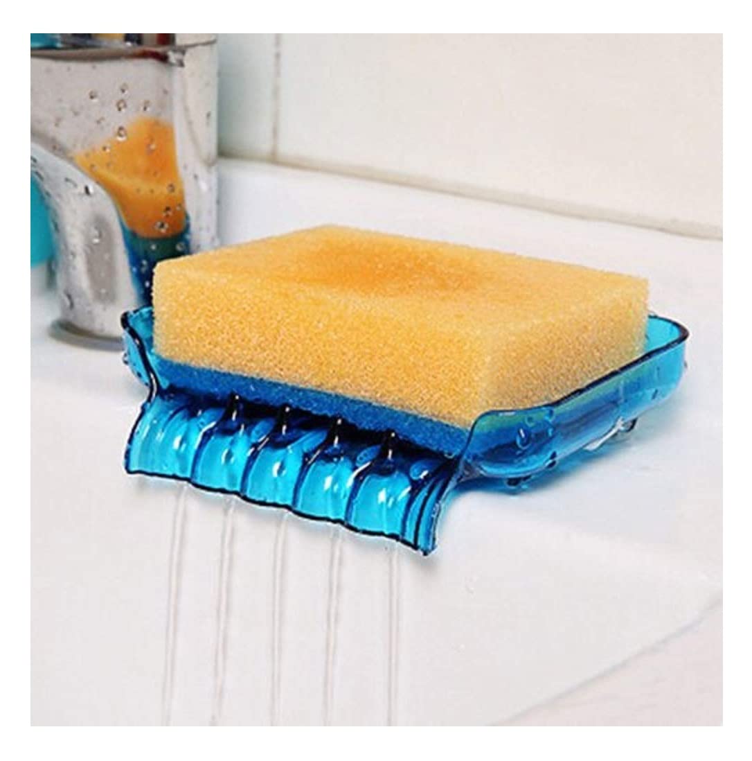 CONNECTWIDE Waterfall Soap Holder Tray Drain Draining Bath Shower Soap Box Sink Sponge Drainage Soap Dish Holder Shelf Organizer Container with 2 Suckers Aerial Hollow Design Blue (B09WKCKM1F) Amazon Price History, Amazon Price Tracker