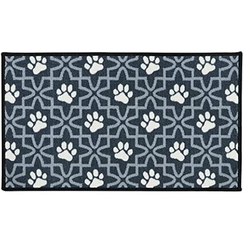 LSC Cat Dog Food Bowl Mat Feeding Mat for Pets Non Slip Good Absorbent Dirt Trapper with Waterproof Backing ( Lattice Paws, Size 40 x 70 cm ) Cover