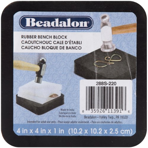 Beadalon Rubber Bench Block for Jewelry Making 4 by 4-Inch Black