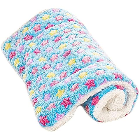 Soft Star Pattern Dog Cat Blanket Fleece Pet Pad Puppy Cushion Mat (S, Blue) Cover