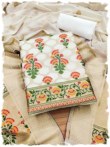 Image of Pandadi Women's Cotton Jacquard Unstitched Salwar Suit Dress Material