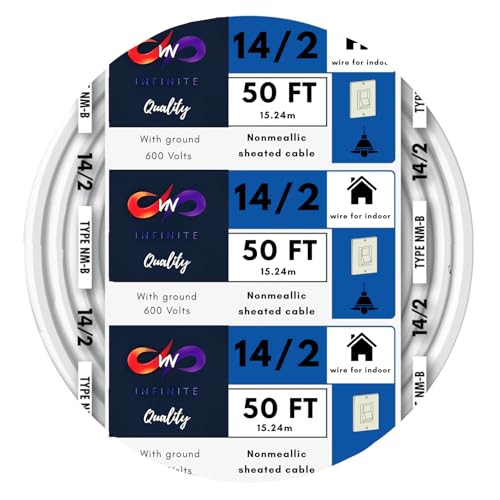 VN Infinite quality Solid Indoor Wire 14/2 W/G NMB Cable 50ft Coil - Copper Building Wire Cable SW 28827423