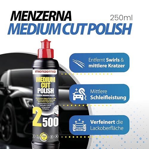 Menzerna Auto Polituren Set: Heavy Cut Compound 1000 + Medium Cut Polish 2500 + Super Finish Plus...