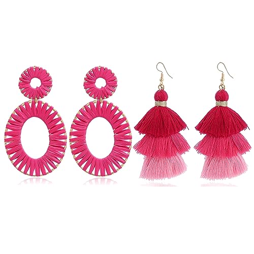 Hot Pink Earrings Y2K Love Gifts, Pink Heart Earrings Lightweight Hypoallergenic Heart Drop Magenta Earrings Valentine's Day Mother's Day Jewelry