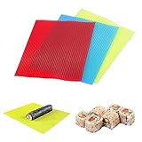3Pcs Kitchen Sushi Rolling Mat Non Stick Sushi Making Kit Japanese Plastic Sushi Roller Maker...