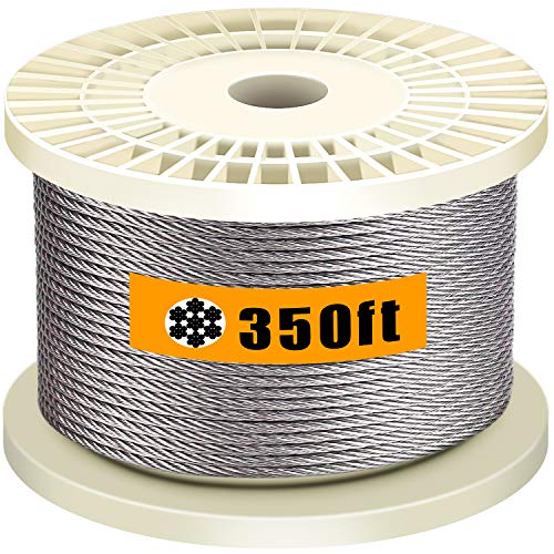 Flash Deals - 50% OFF Favordrory 1/8 Inch T316 Marin Grade Stainless Steel Aircraft Wire Rope Cable for Railing, Decking, DIY Balustrade, 7x7 Construction, 350 Feet