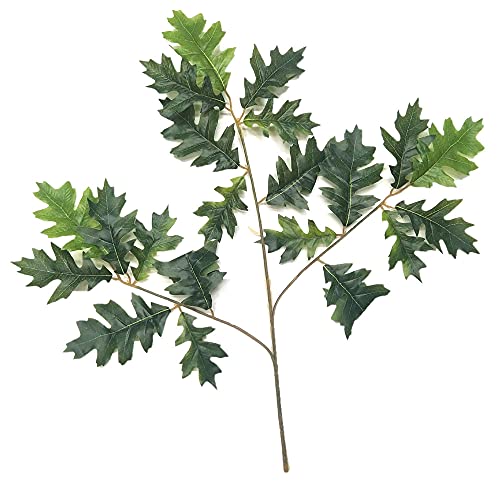 jiumengya 6pcs Artificial Oak Tree Leaf Stems Faux Oak Tree Branches Green Plant for Greenery Wall...