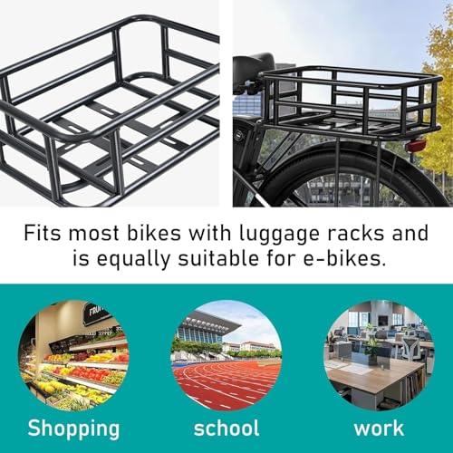 HITWAY Fahrradkorb Hinten,für E-Bikes geeignet,Schwarzv Hinterradkorb, Fahrradkorb Hinten Groß，Schulranzen Hinten Hervorragen