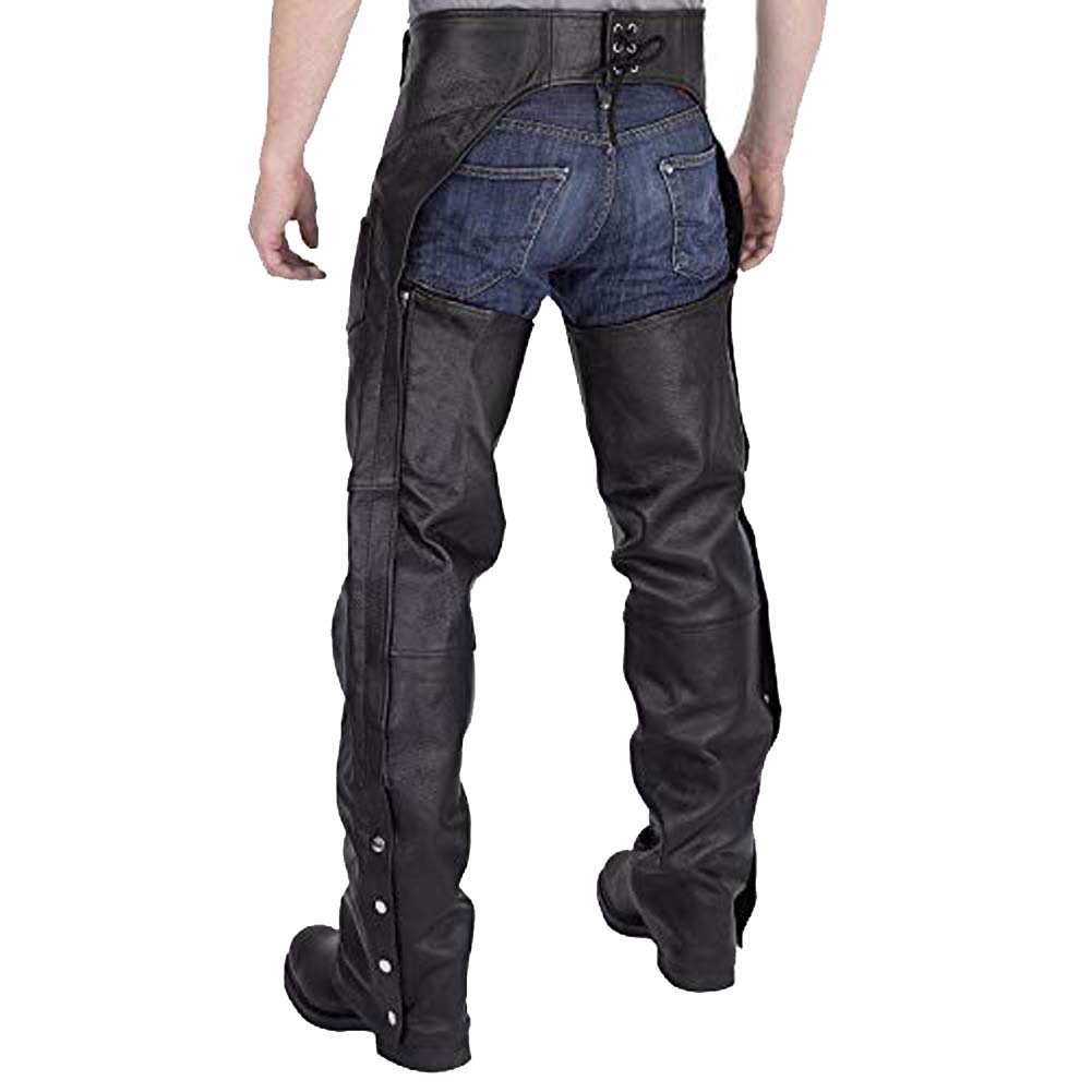 Men's Real Bikers Genuine Leather Gay Chaps (Black, 30