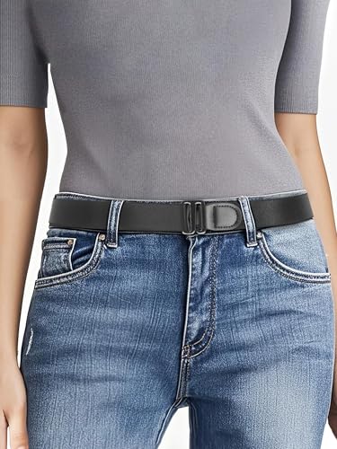 Black Elastic Belts for Women, High Stretch, Adjustable Women’s Belt 23-54 Inches – Comfortable Stretch Fabric