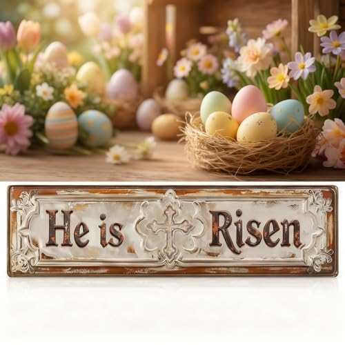 He Is Risen Easter Decor He Is Risen Sign 4x16in Religious Easter Decor Plaque for Church Home Wall Christian Gift