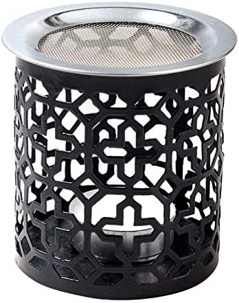 Resin Incense Burner with tealight, Made from Iron, Black Height 3.15 inch