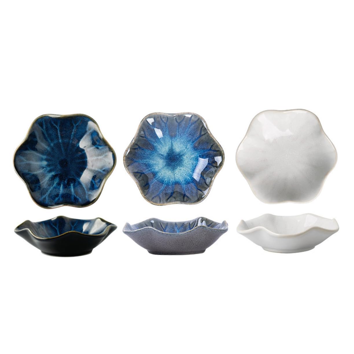 NAMOARLY 3-piece Set of Ceramic Sauce Plates Snack Dish Seasoning Dish Saucer Sushi Dishes Small Plate Microwave Oven Safe Random