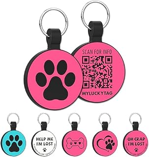 MYLUCKYTAG Silent Silicone QR Code Pet ID Tags Dog Tags - Pet Online Profile - Scan QR Receive Instant Pet Location Alert Email