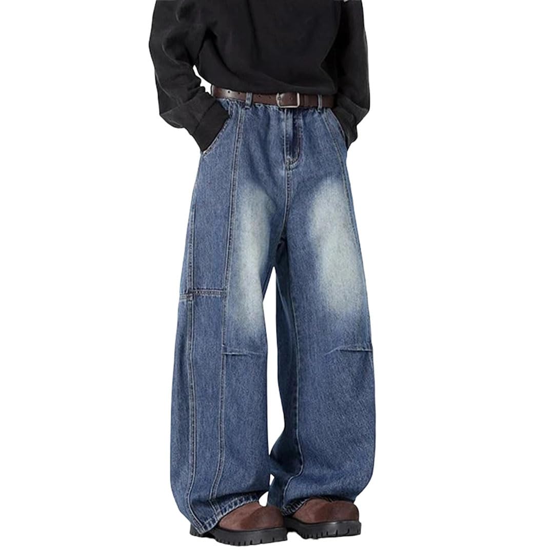 Mens Gradient Wide Jeans - Original Straight Leg Comfort Loose Fit Design