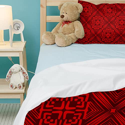 Housse de couette et 2 taies d'oreiller parure de lit double queen size rouge