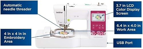 Miniatura 5 de Brother Elite PE545 - Máquina de bordar computarizada con pantalla táctil LCD de 3.7 pulgadas con paquete de costura (3 artículos)