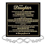 10 Thoughtful Picks for the Best Gifts for Adult Daughters 5 To My Daughter Infinity Bracelet from Dad and Mom – Symbol of Endless Love with Sparkling Cubic Zirconia, Elegant Gift Box Included, Meaningful Jewelry for Birthday, Graduation, Wedding, Christmas