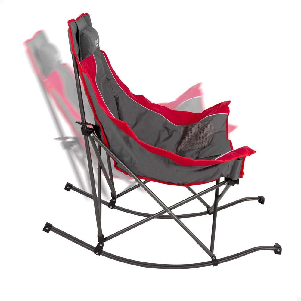 AKTIVE - Chaise à Bascule de Camping Pliable, en Acier et Polyester rembourré, avec Coussin et Poches latérales, Sac de Transport, Chaise à Bascule, chaises Pliantes, pour Jardin ou Plage (63046)