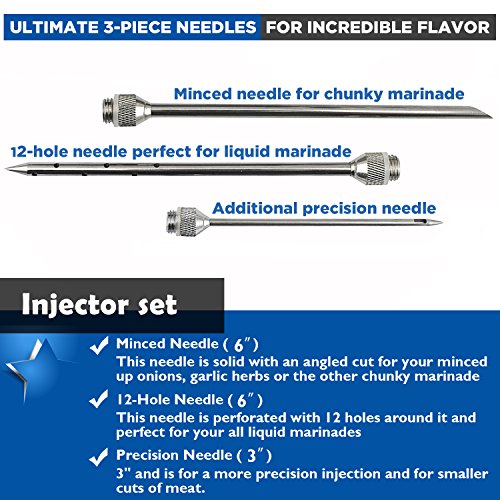Kit de injetor de sabor marinada de carne de grau comercial de aço inoxidável de 120 ml, capacidade