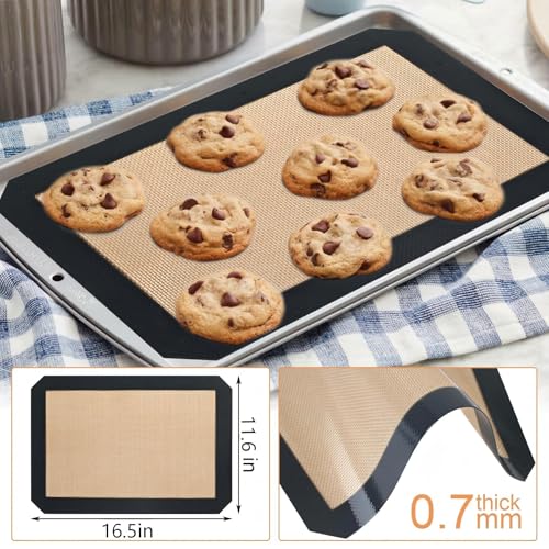 Silicone Baking Mat,Silicone Mat,2 Pack Reusable Non-Stick Baking Mat,Food Safe Silicone Mats for Baking, Oven Baking Sheet for Making Cookies, Macaroons, Bread,(16.5"L x11.6"W) - Image 2