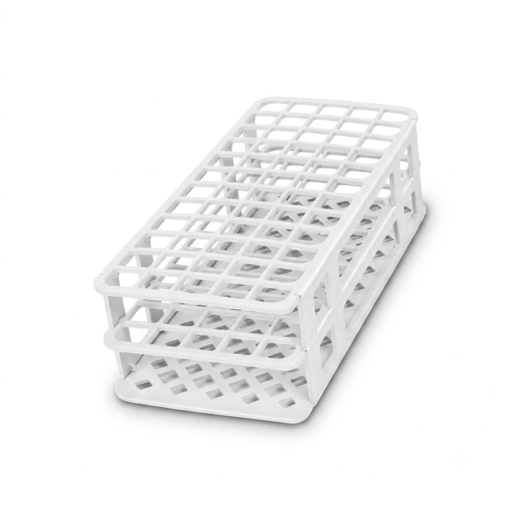 Polypropylene Test Tube Rack, 90 Places, Snap and Fold Type, for 13mm Tubes, White | Holds upto 13mm Tubes-image-3