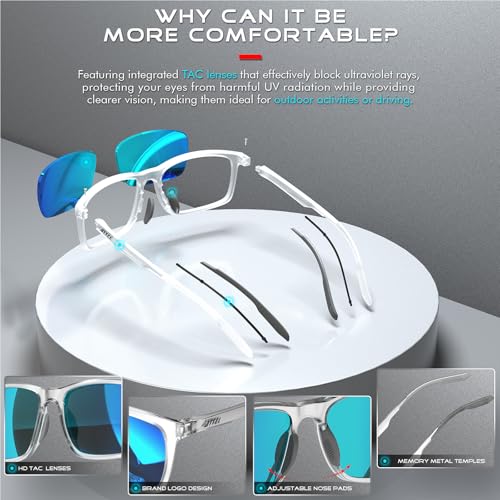 Image of ATTCL Men's Polarized Sunglasses UV400 Protection, Square TR90 Frame for Driving, Golf, and Outdoor Activities