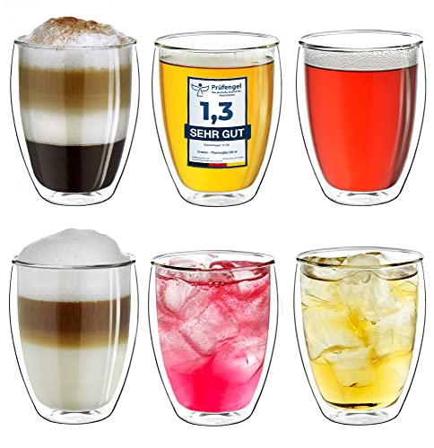 Creano doppelwandige Gläser 250ml - Glas Becher doppelwandig - Thermoglas - Doppelwandgläser im 6er Set Creano doppelwandige Gläser 250ml - Glas Becher doppelwandig - Thermoglas - Doppelwandgläser im 6er Set