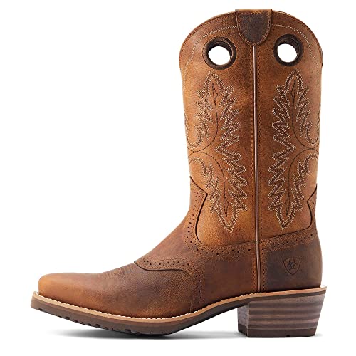 ARIAT Mens Hybrid Roughstock Embroidered Square Toe Pull On Casual Boots Mid Calf - Brown2
