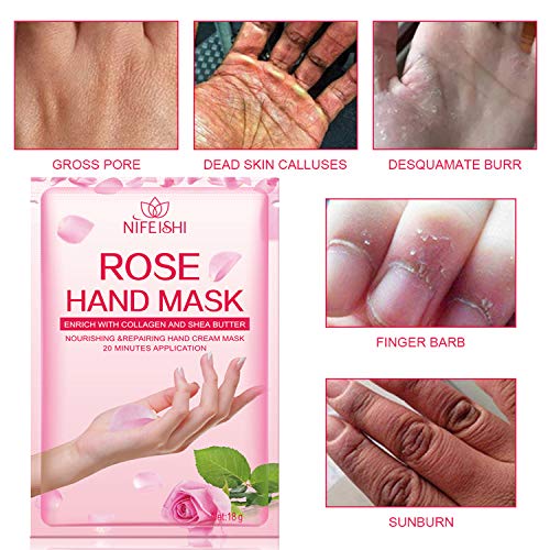 Hand Peel Mask, (5 Pack) Rose Moisturizing Gloves, Moisturizing Natural Therapy Gloves, Exfoliating Hand Peeling Mask… - Image 3