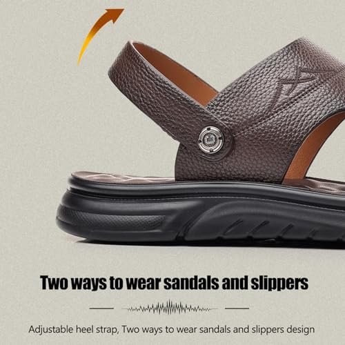 Men's Athletic Hiking Walking Sandals Non-Slip Water Resistant Lightweight Comfortable Beach Shoes, Men's Leather Sport Sandals, Breathable Waterproof Outdoor Athletic3