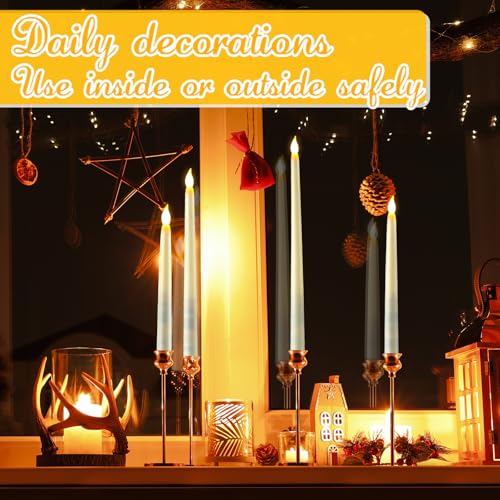 Image of Tuanse 80 Pcs Flameless LED Taper Candles Battery Operated Candles Bulk 12.8 /10.8 /9.7 /8.5'' Flameless Candlestick Flickering Fake for Christmas Church Wedding Party Battery Not Include(Beige)