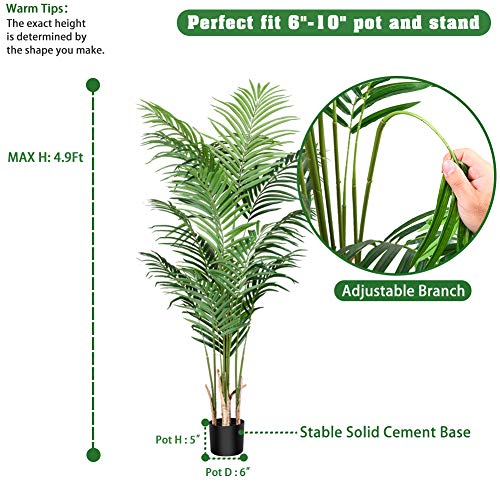 image for CROSOFMI Artificial Areca Palm Plant 4.6Feet Fake Palm Tree with 15 Le