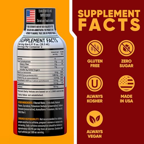 Image of B12 Pomegranate Extra Strength Energy Shot 8 PK - 260mg Natural Caffeine B12 B6 - Energy & Vitality Support - 2 Servings Sugar Free Zero Calorie Green Tea B-Vitamins Electrolytes Vegan - 1.93 fl oz