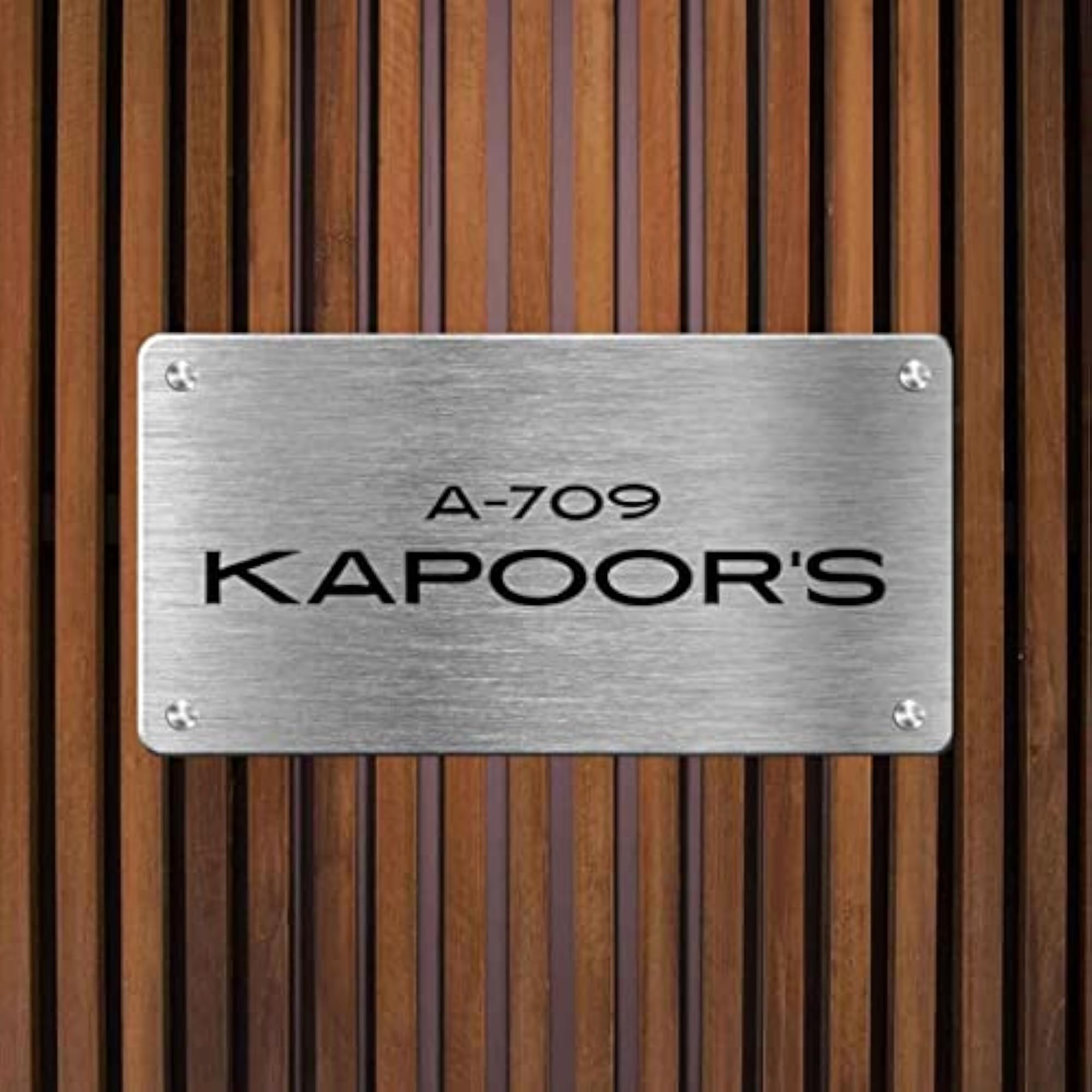 Personalised Metal Name Plate for House, Silver