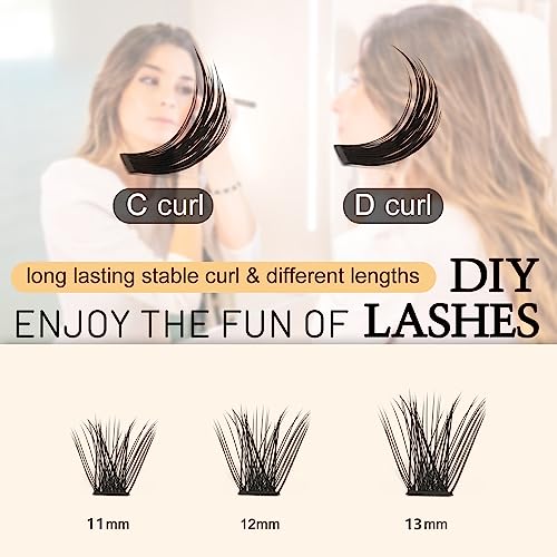 EONFAVE Individual Lashes, 120Pcs D Curl 11-13mm Mixed Trays Extensions Individual Cluster Lashes - Image 3