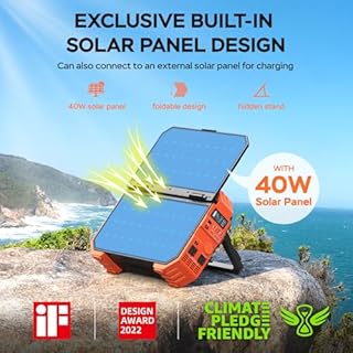 BLAVOR Portable Power Station 1600W (Peak 3200W), Built-in Solar Panel, 1024Wh LiFePO4 Battery, 100W USB-C Fast Charge, Solar Generator for Home Backup, Camping, Power Outages & RV