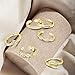 huoflame 6pcs Toe Rings Set for Women - Adjustable 14K Gold Filled Open Bands, Non Tarnish Hypoallergenic Summer Beach Foot Jewelry with Flowers, Plain Styles