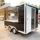 Food Trailer Fully Equipped Mobile Food Truck, Suitable for Street Kitchen and Market Stalls Selling Ice Cream, Coffee, Snacks, Hot Dogs, and Drinks for Commercial Use