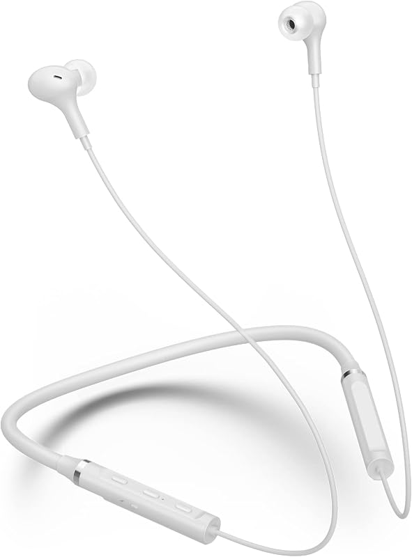 Neckband Bluetooth Wireless Earbuds for Pixel 10 9 Pro XL, White | Sport Headphone HiFi Stereo Surround Back Ear Bud for Samsung S26 S25 Ultra S24 S23 FE A36 A25/iPhone 17 Air 16 15 14 Pro Max