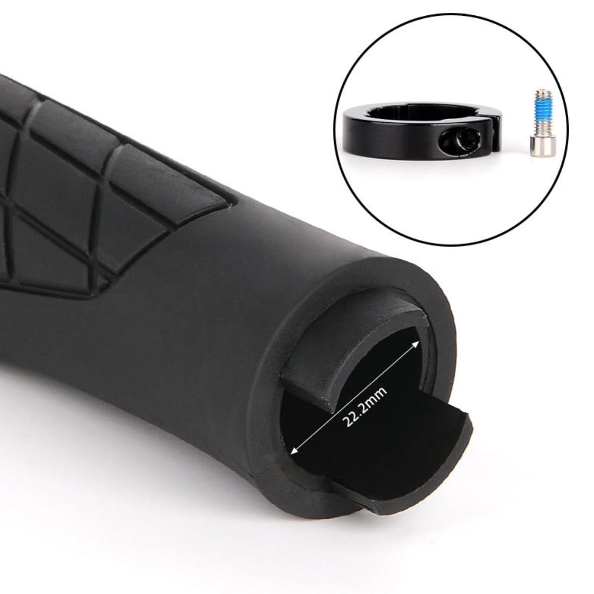 Houson Ergonomic, Non-Slip Rubber Bike Grips - MTB & E-Bike Compatible, Black, 22.2 - Image 4