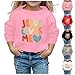 HBDHEJL Jesus Loves Me Girls Christian Sweatshirt Letter Graphic Crewneck Long Sleeve Sweatshirt Fashion Cute Pullover Tops 13-14 Years 01 Pink