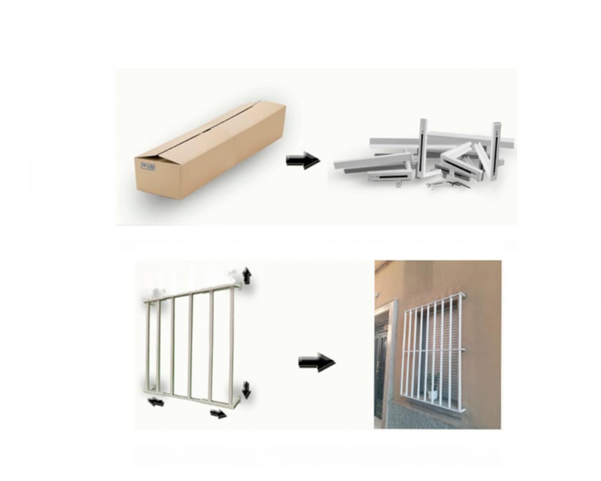 REJA ANTIRROBO PARA VENTANA. ADAPTABLE A TODAS LAS MEDIDAS. (95X95CM HASTA 165X165CM ALTO Y ANCHO, BLANCO)