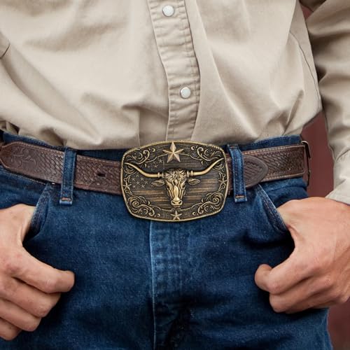 Image of Cowboy Belt Buckle for Men Longhorn Bull Belt Buckles Men Vintage Texas Buckle for Women Cowboy Cowgirl Belt Buckle