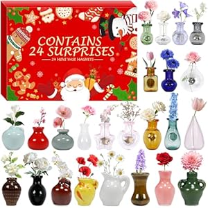 24 pcs advent calendar 2025 mini vase magnets ceramics fridge magnets for christmas countdown calendar