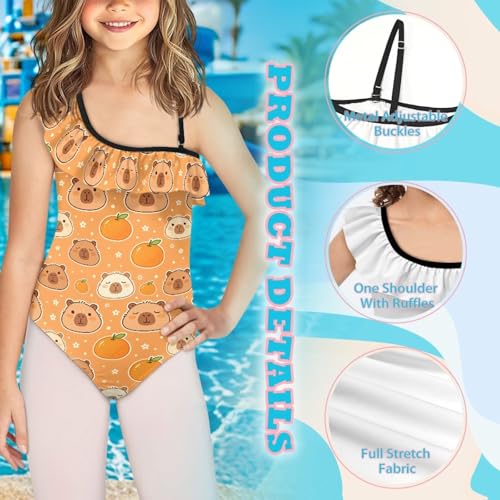Image of Girls Swimsuit One Piece Ruffle Swimsuit Non-Slip Straps UPF 50+ for Girls Size 3-14 Years