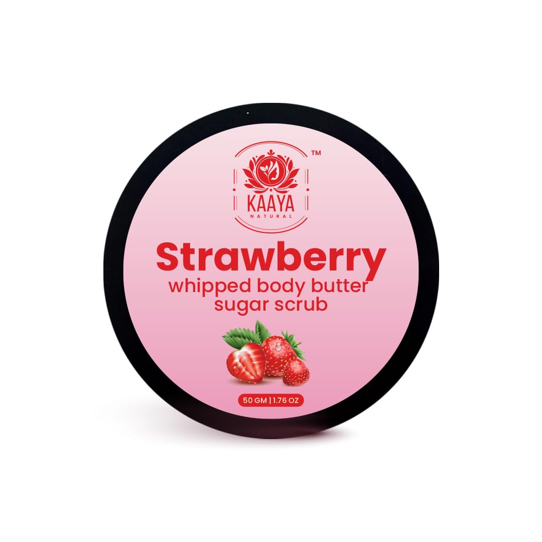Kaaya Natural Strawberry Whipped Body Butter Sugar Scrub | Gently Exfoliates | Tightens, De-Tan | Pores Cleansing | Unisex | 50 Gm-image-30
