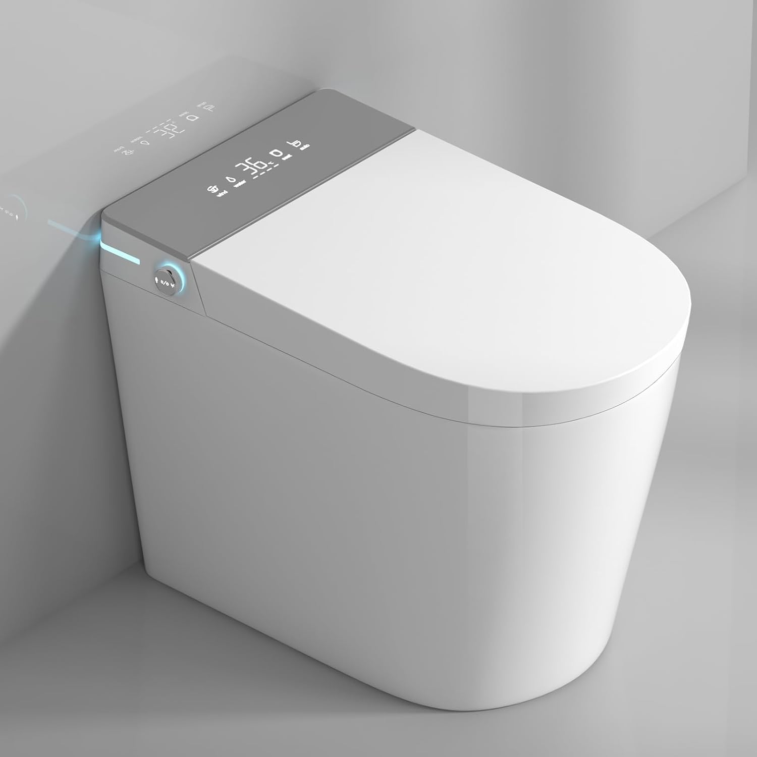 WinZo Compact Smart Toilet 10 Rough-in with Bidet For Small Bathroom, Auto Flush, LED Night Light,Heated Bidet with Warm Air Drying (White with White Panel)